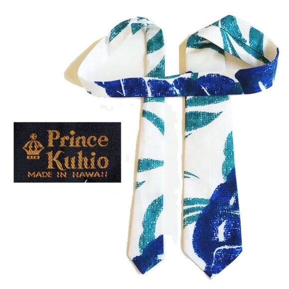 Prince Kuhio Other - NWT Vintage 70s Prince Kuhio Tie 54" Made In Hawaii Blue Floral Motif